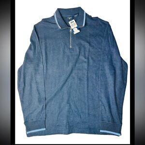 Dockers Men's Large Blue Striped 1/4 Zip Collared Neck Sweater NEW W/TAGS! Golf‎